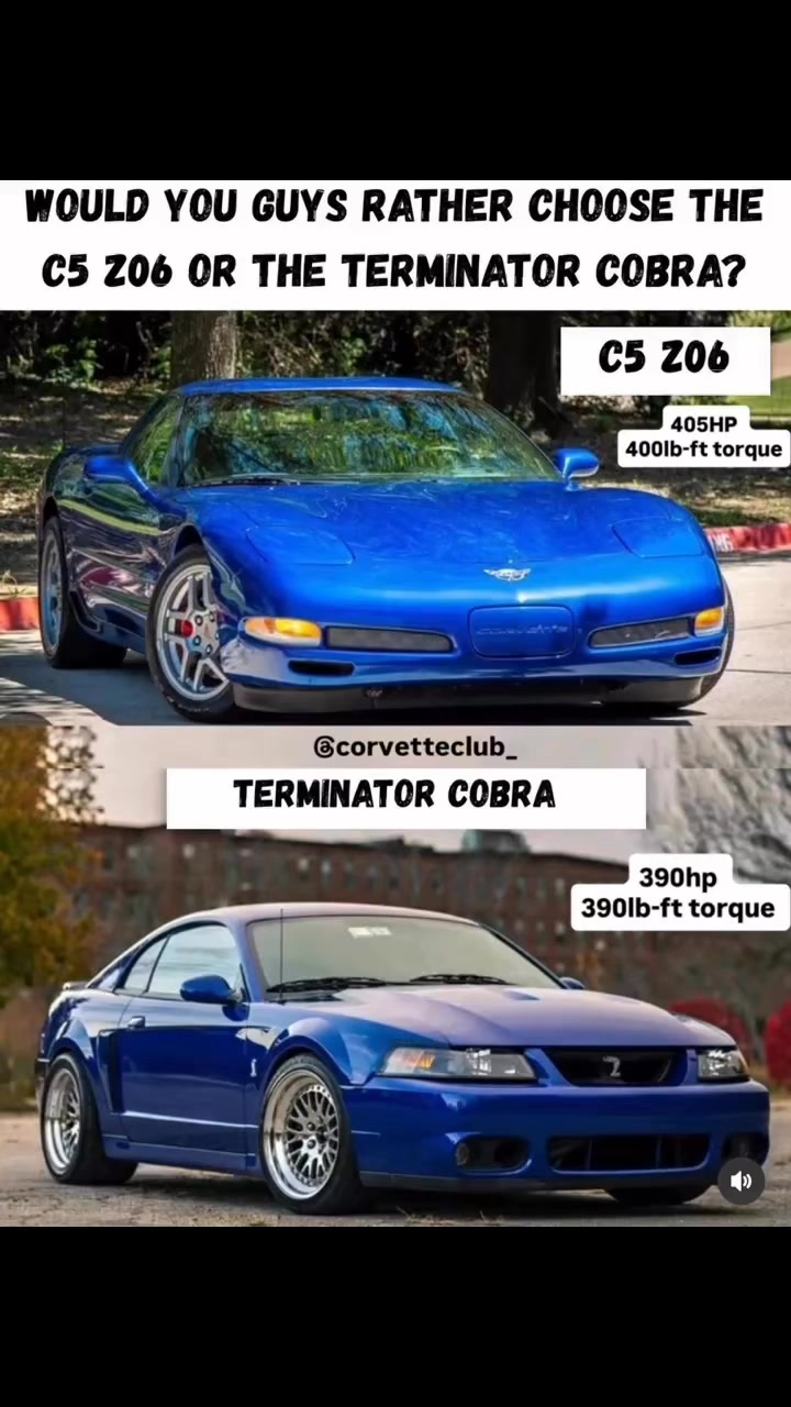 Would you guys choose the C5 Z06 or the Terminator Cobra? #c8corvette # ...