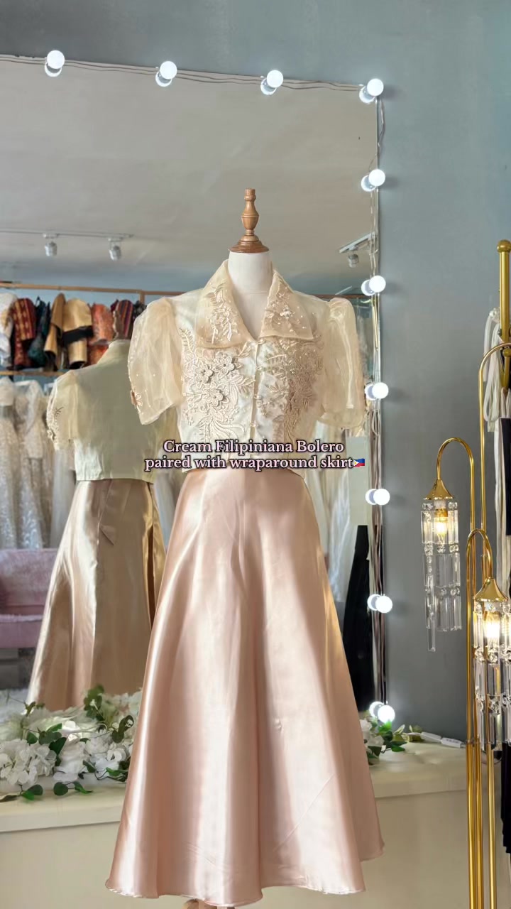 Some of our Cream Filipiniana Bolero paired with wraparound skirt🇵🇭Browse through our page and check our albums💗⬇️⬇️⬇️We are an affordable gown rental shop with ✨ make up studio and photo studio✨ in 