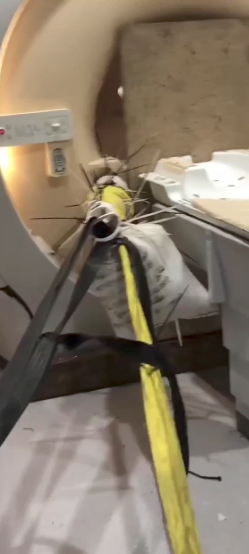 Safety first! Oxygen cylinder was pulled into the magnetic bore of an ...
