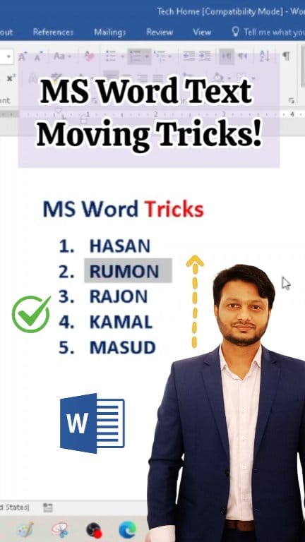 📊 MS Word Text Moving (Up/Down) Tricks💥 .. #wordtips #wordtricks # ...