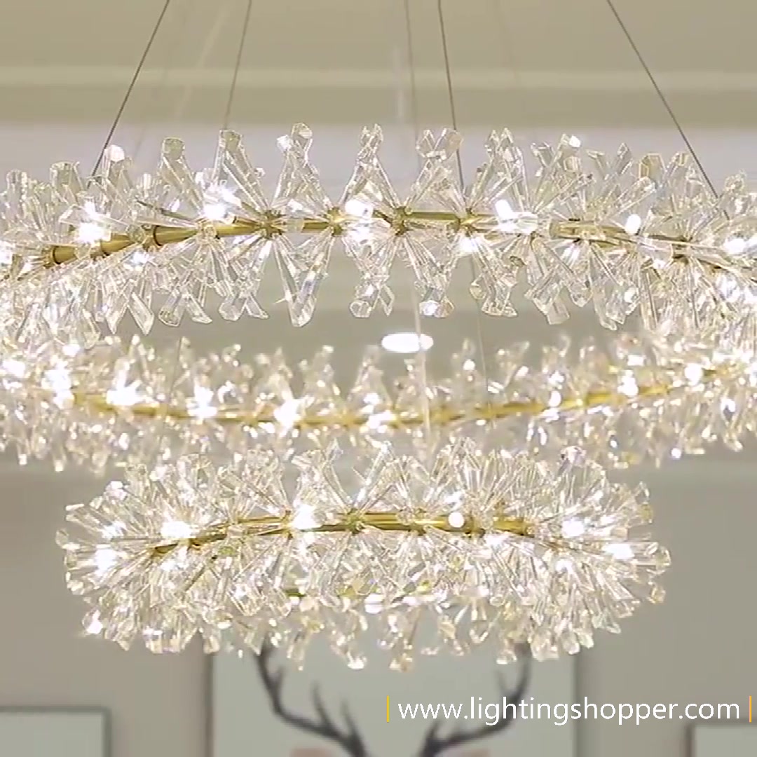 Crystal living room chandeliers modern luxury foyer round hanging light ...