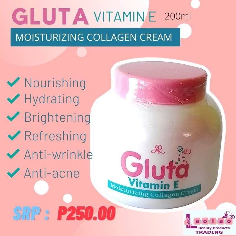 An anti-aging cream that moisturizes, strengthens, and whitens skin, Formulated with glutathione, vitamin E, and hydrolyzed collagen; hydrates to boost skin moisture and softness; protects from the 