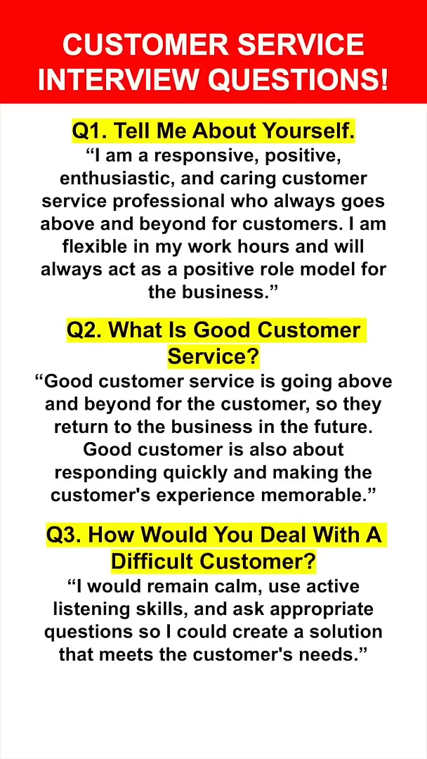CUSTOMER SERVICE Interview Questions & Answers! (How to PASS a Customer ...