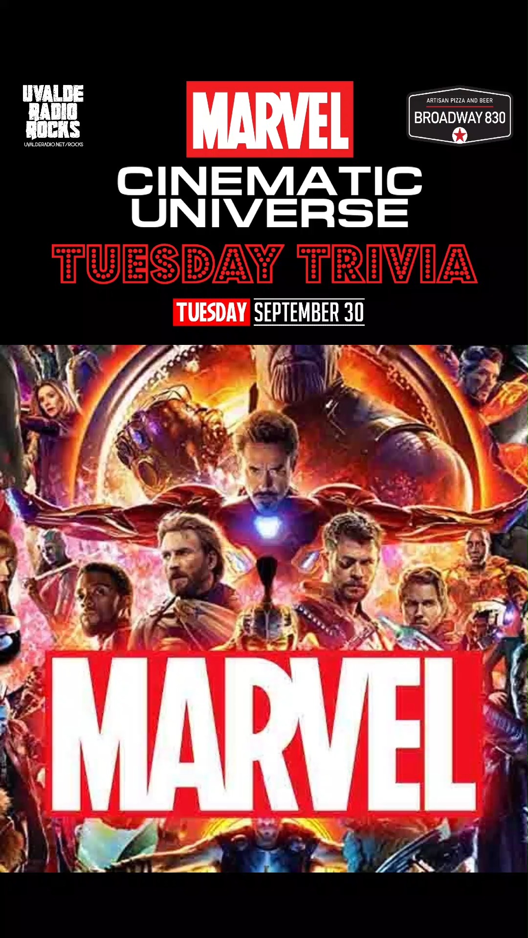 Marvel Cinematic Universe Tuesday Trivia this Tuesday, September 30 at ...