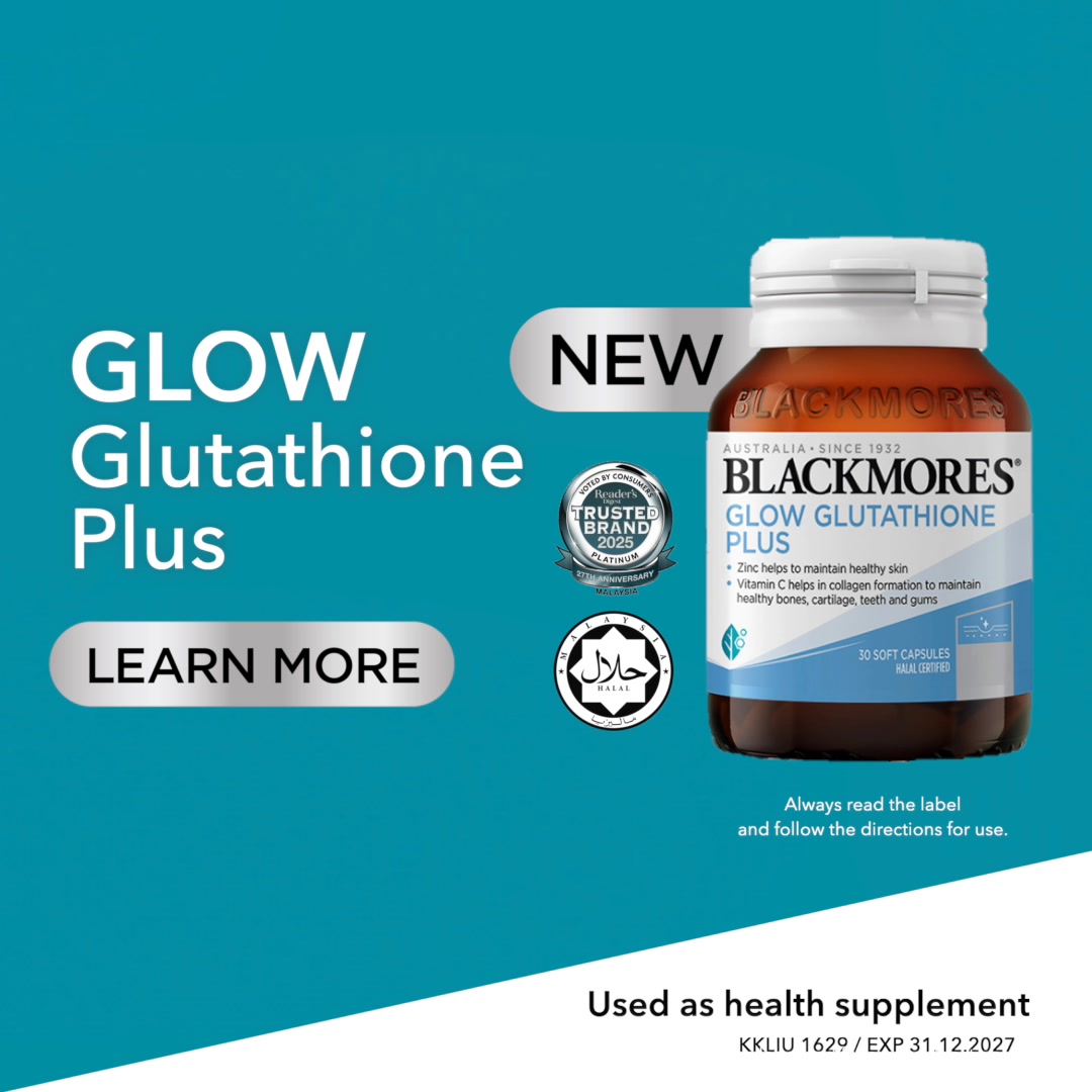 Introducing Blackmores Glow Glutathione Plus 30s that contains glutathione, zinc, vitamin c and green tea. Zinc helps to maintain healthy skin. Vitamin C helps in collagen formation to maintain 
