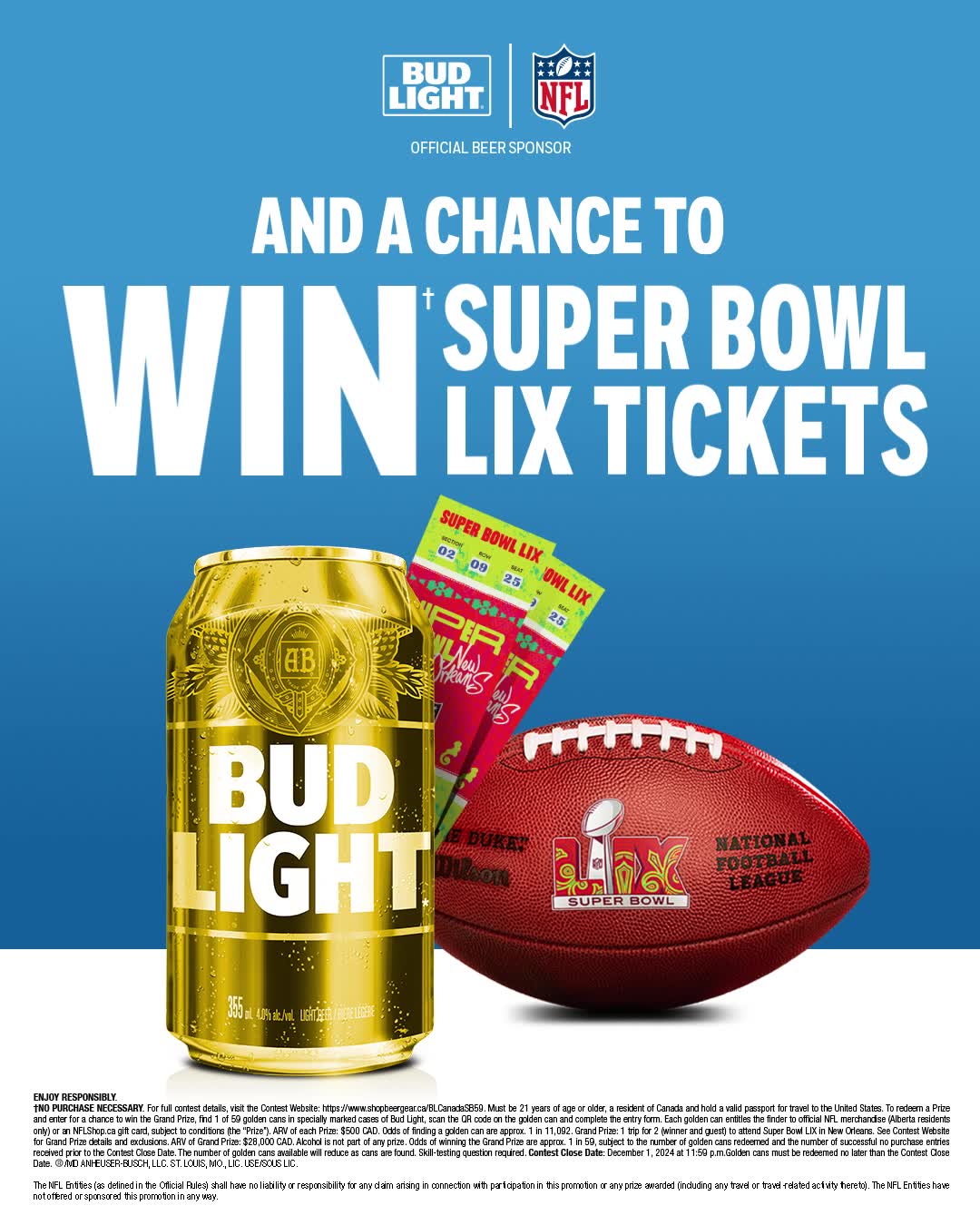 Find 1 of 59 Golden Cans & WIN Official NFL Merch, with a chance