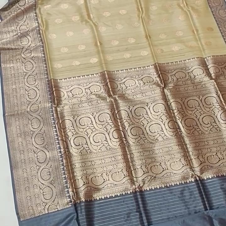 Kadhiyal Border Kadhua Buta Katan Tusar Silk Saree. 💮🌻🌺💮🌻🌺💮🌻🌺🌺🌷🍃