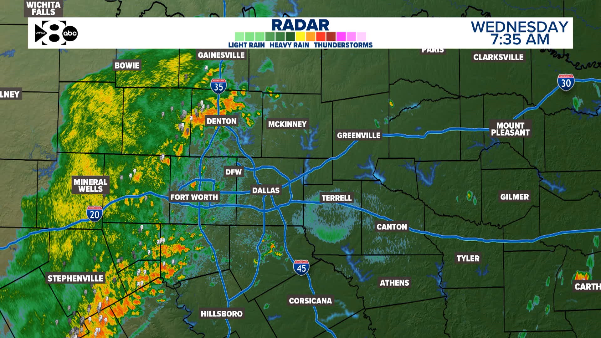 7:45 AM Radar Update: Rain and storms are making their way east across ...