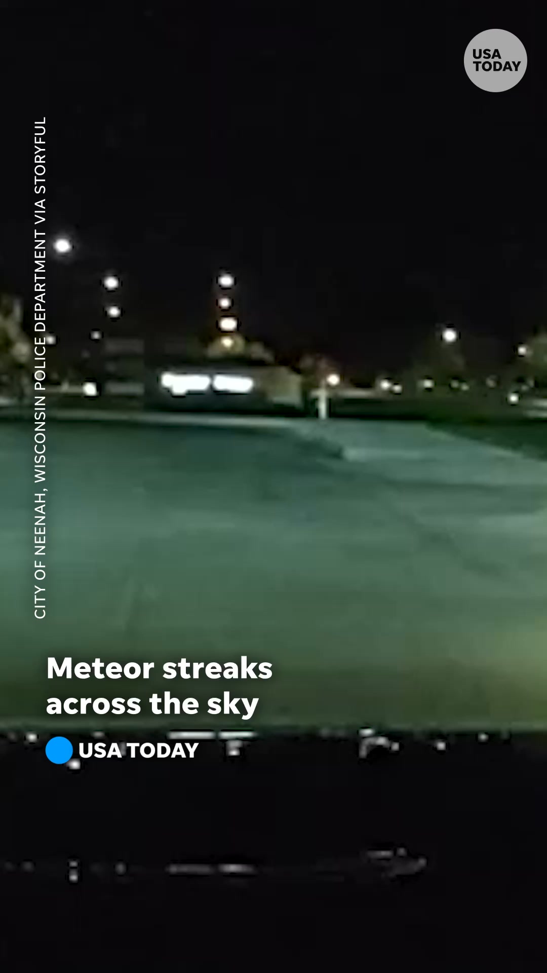 Dashcam from a police vehicle captured a bright meteor appear green as ...