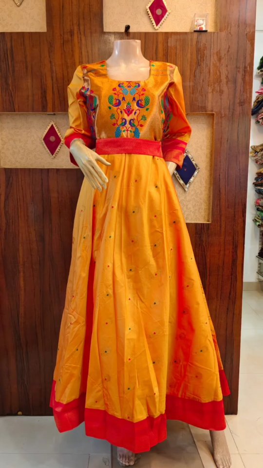 A stunning customized Paithani One Piece made with love for our Australian client!, Paithani elegance meets modern charm — paired with an exclusive external belt for that perfect royal touch 👑💖, DM us 