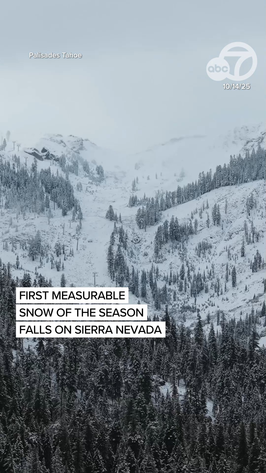 The Sierra Nevada in California welcomed the first measurable snow of ...