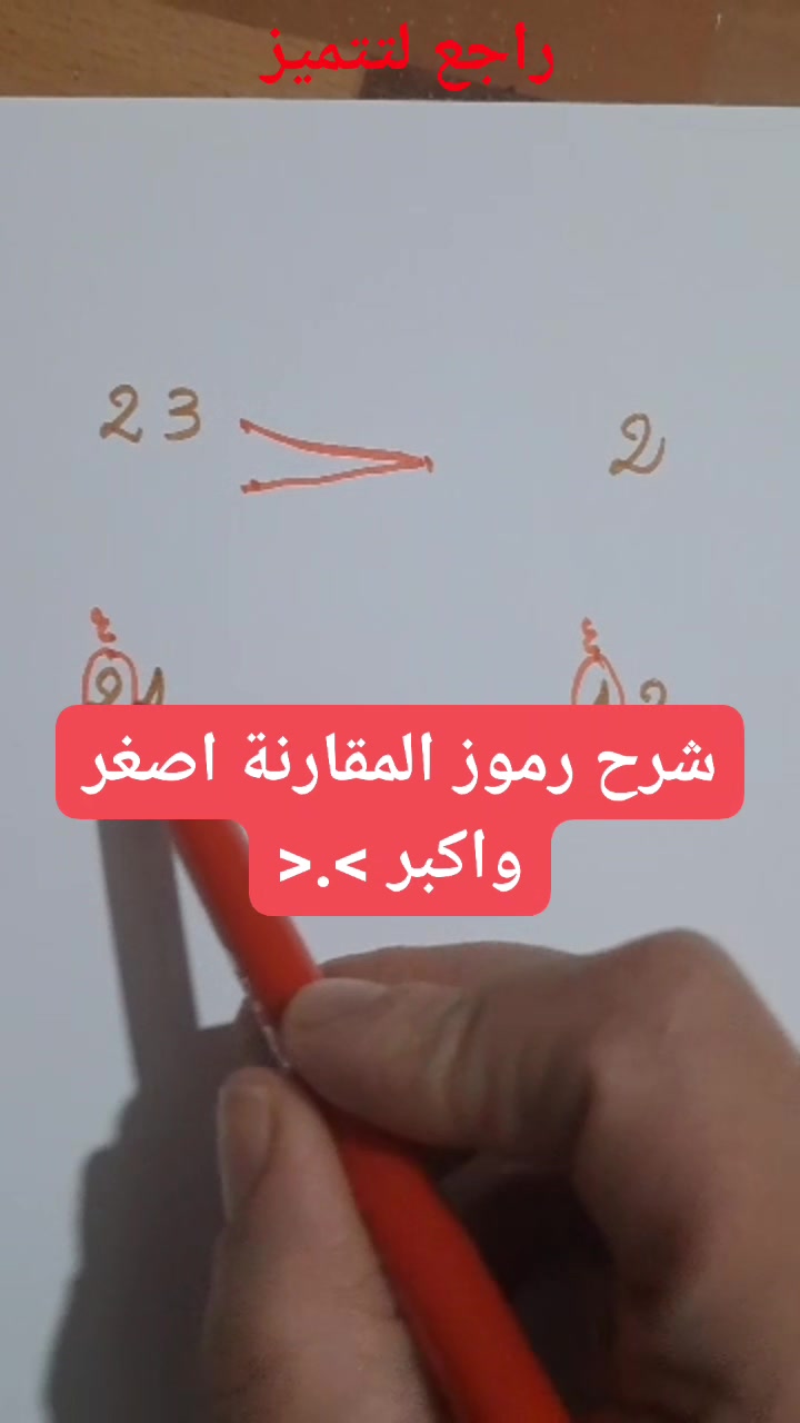 #راجع_لتتميز شرح مقارنة الأعداد بالرموز اصغر واكبر ⁦>⁠.⁠