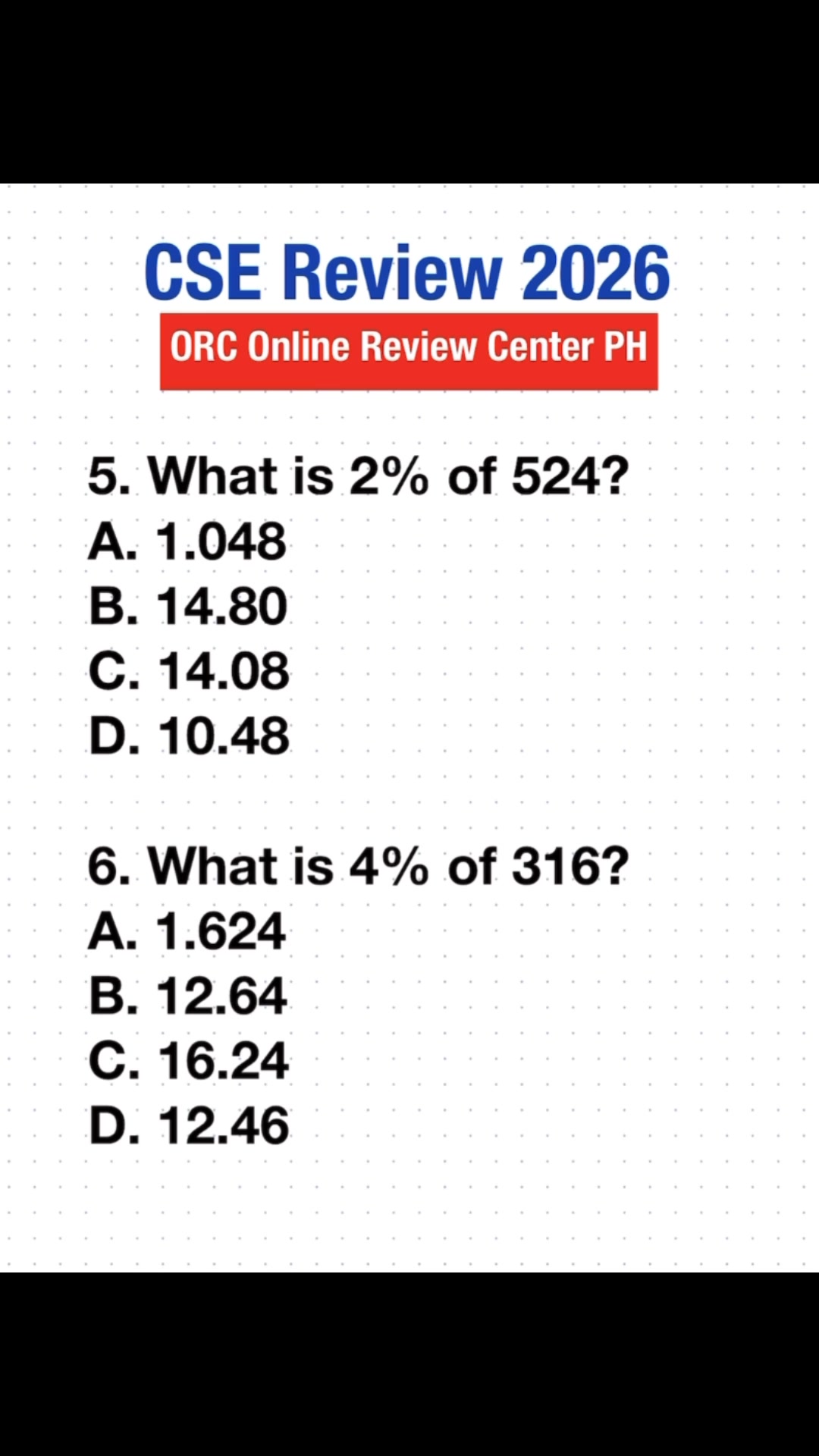 CSE Review 2026: Solving for Percent of a Number | ORC Online Review PH ...