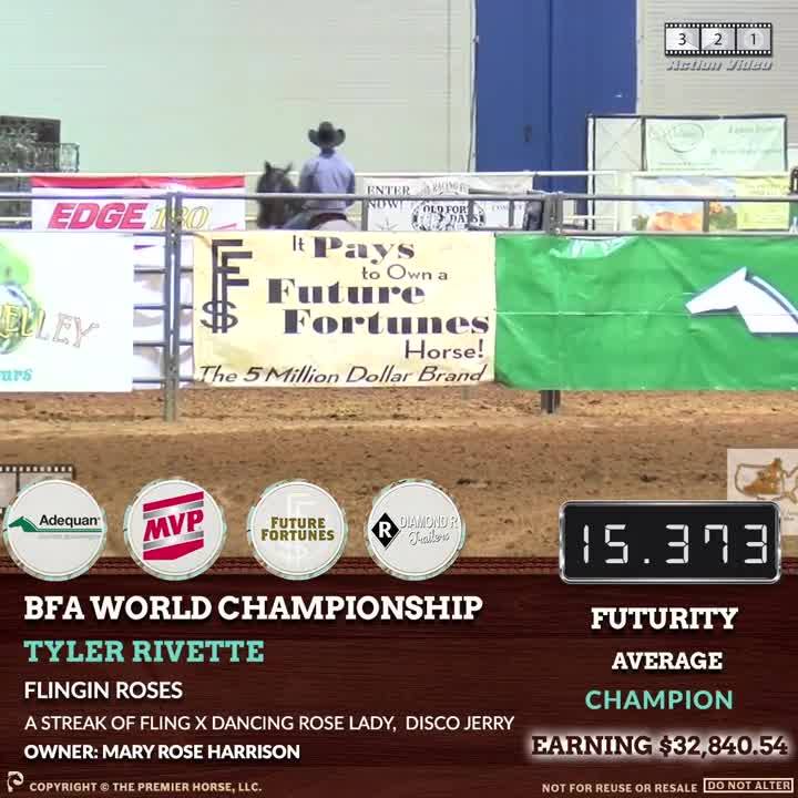 BFA World Championship Finals Futurity Champion Tyler Rivette riding ...