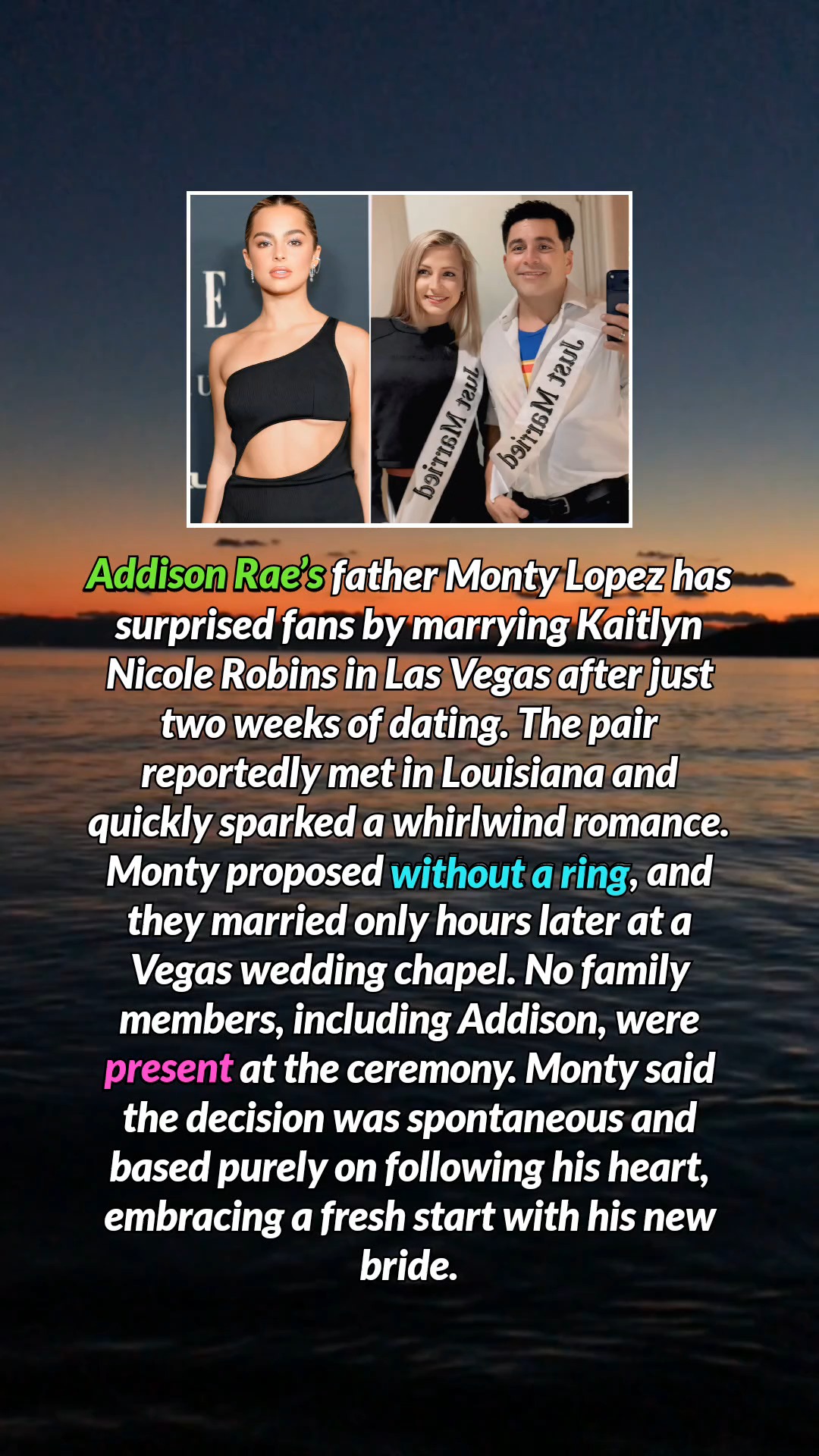 Addison Raes dad Monty Lopez marries girlfriend after two week Romance ...