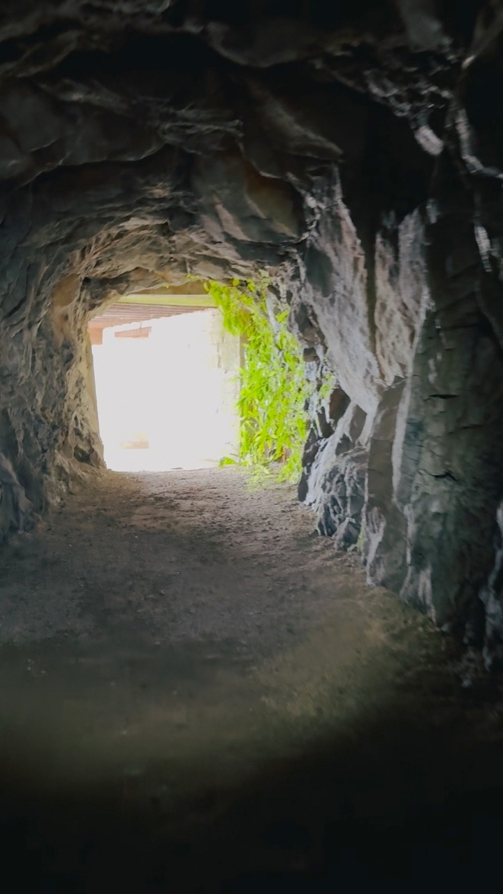 Caves dug into the cliffs above Cherbourg by the Germans to emplace a ...