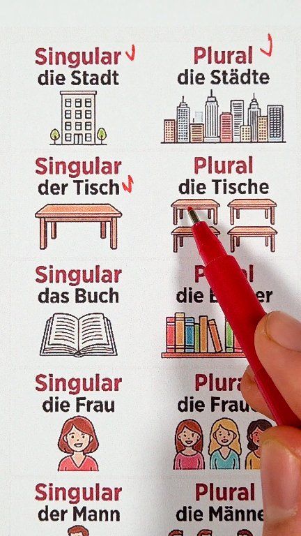 Lerne Singular und Plural im Deutschen., Diese beiden Formen zeigen, ob wir über eine Sache oder über mehrere Dinge sprechen. Singular benutzt man, wenn es nur eine Person oder ein Objekt gibt. ,