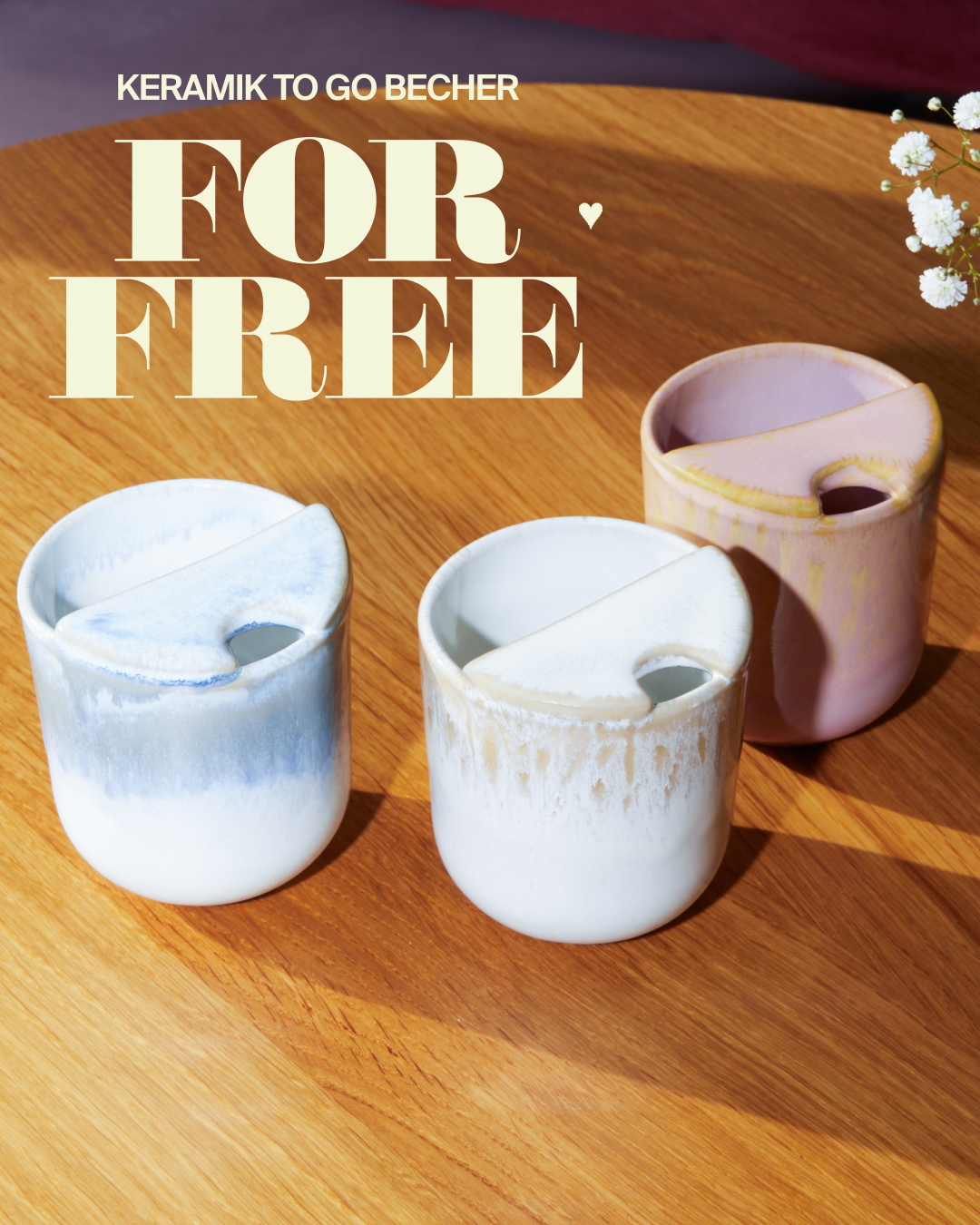 FOR FREE TO GO BECHER 🥤, Online & in allen Stores, So funktionierts: , Heute und morgen schenken wir Dir zu jeden Einkauf einen to go Becher ✨, PS.: in unserem Store in der Münchner Hofstatt