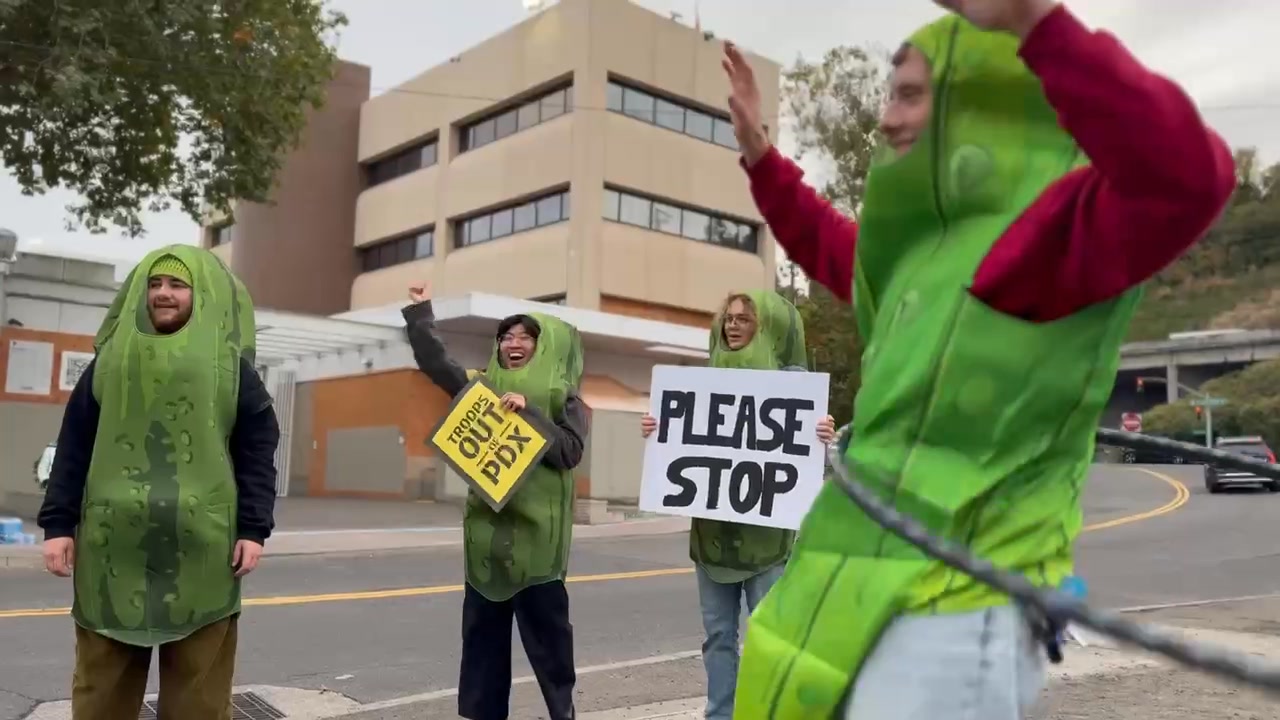 The Great Portland Pickle Riot in front of the ICE facility | David ...