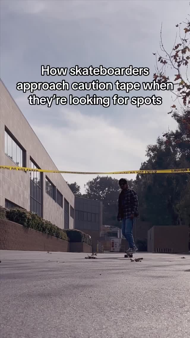 Caution tape just means “look closer” 🛹👀 #SkateReels #SkateHumor # ...