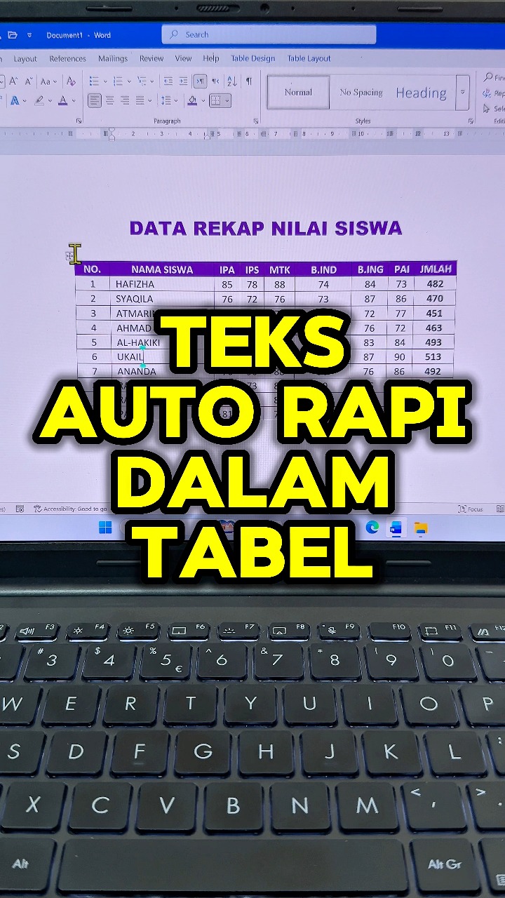 Teks Auto Rapi di Dalam Tabel #belajarkomputer #belajarlaptop # ...