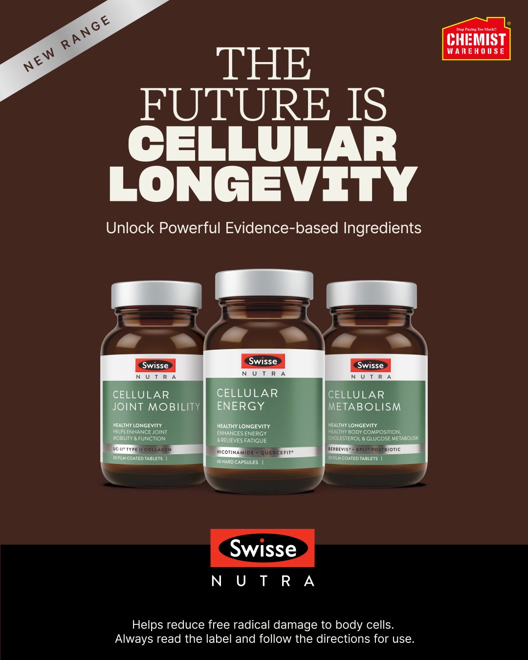 Swisse Nutra debuts after 2 years of research: Cellular Longevity & Beauty, exclusive to Chemist Warehouse | Chemist Warehouse