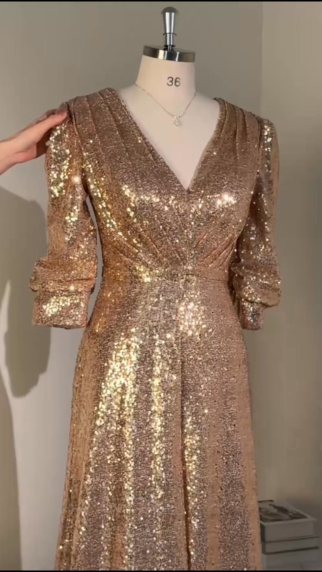 sachin and babi light blue dress Champagne Sequin Formal Gown  Unique Vintage