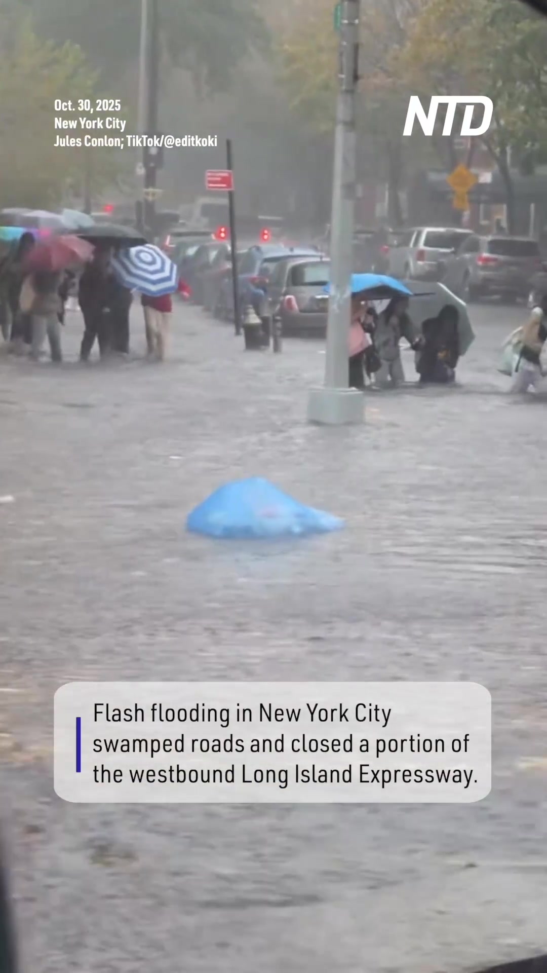 Video footage of flash flooding in New York City on Oct. 30 shows ...