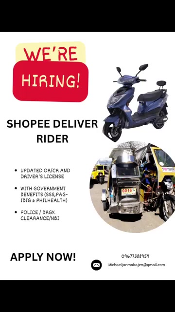 HIRING! HIRING! HIRING!📣📣 2W OR 3W DELIVERY RIDERS (PARCEL ...