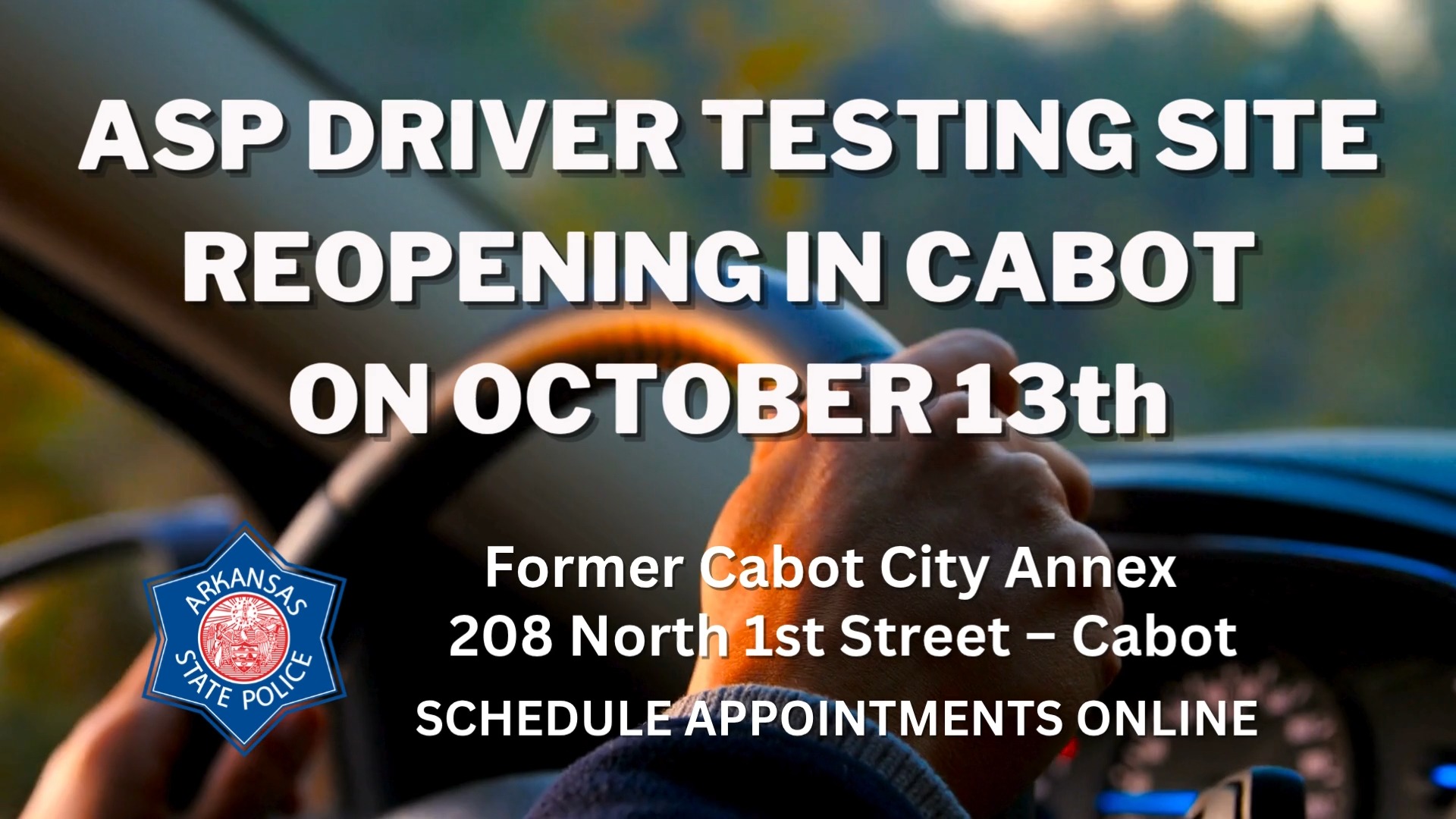 GOOD NEWS! An Arkansas State Police Driver Testing site is reopening in ...