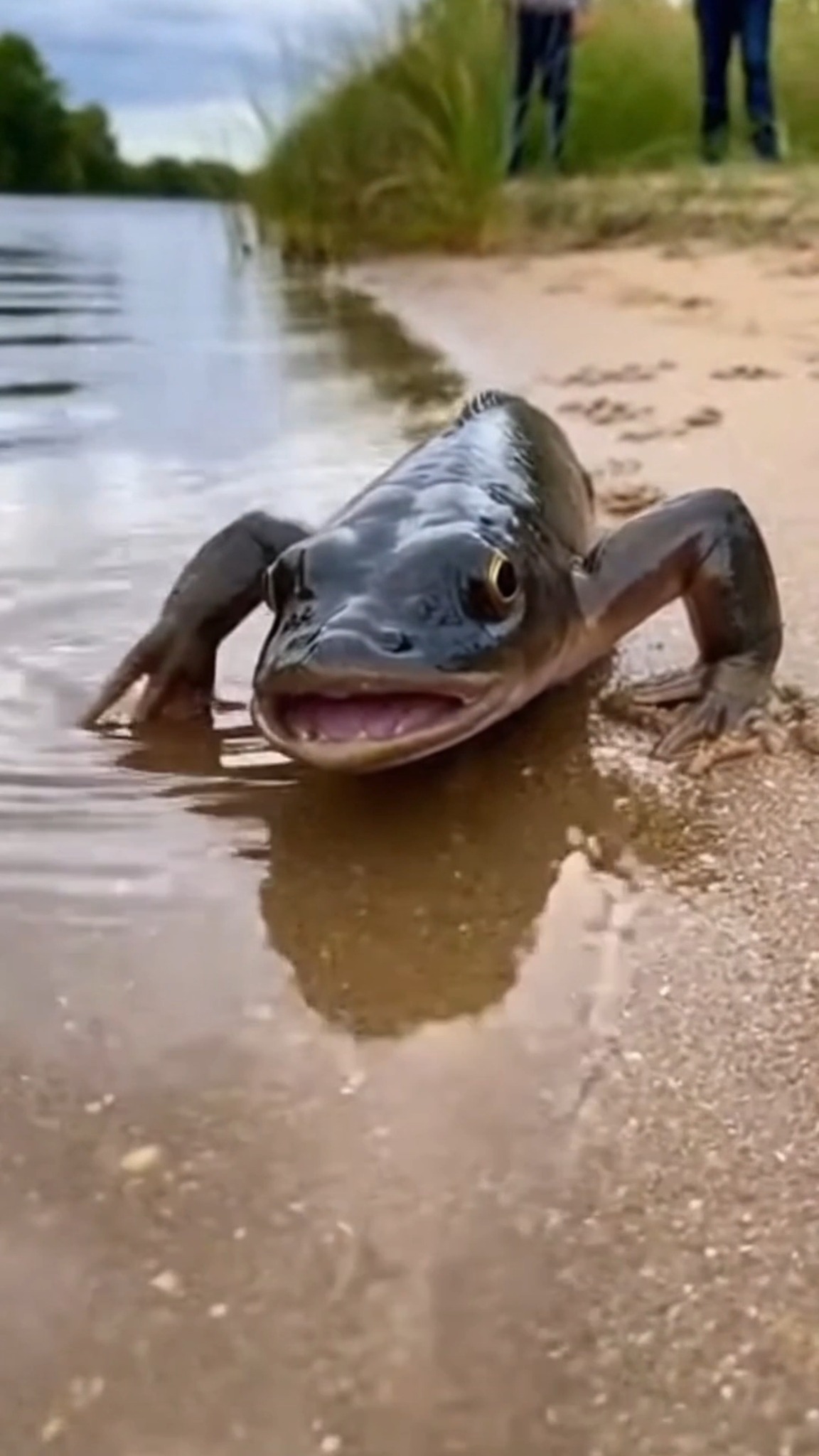 Captan extraño pez con patas saliendo del río. #animalesextraños #fypシ゚ ...