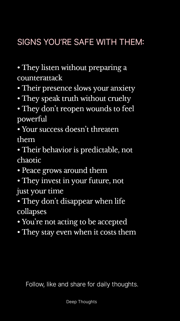 Signs You are Safe with Them👇 . . . . #lovelifelivelife #darkpsychology ...