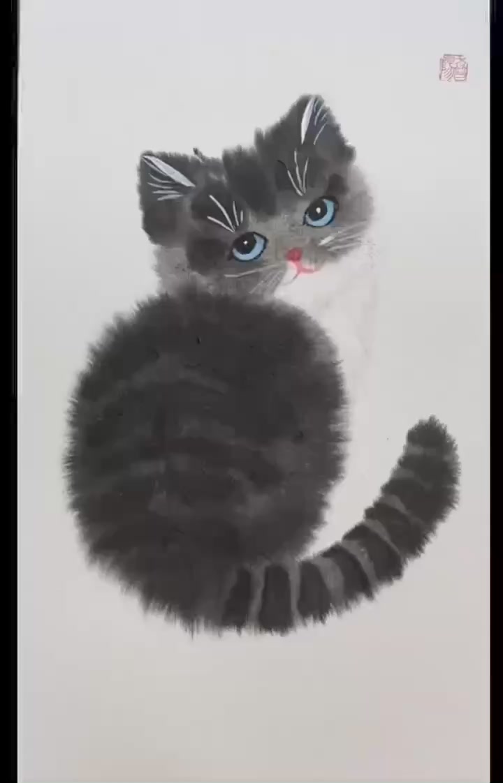 猫 ねこ 水墨画 中田和邦（なかたかずくに） Yahoo!オークション