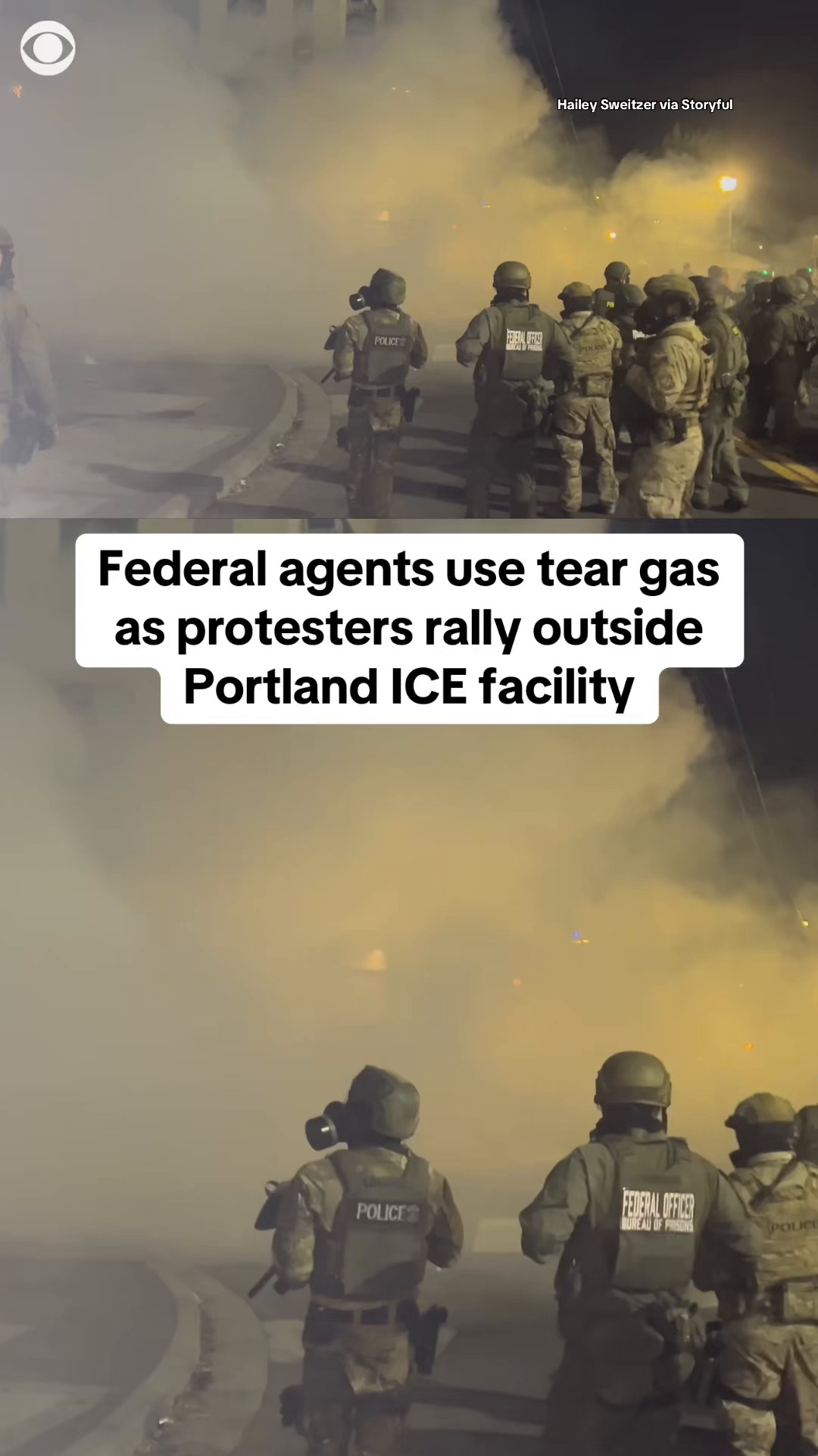 Tear gas filled the air outside an ICE facility in Portland, Oregon, as ...