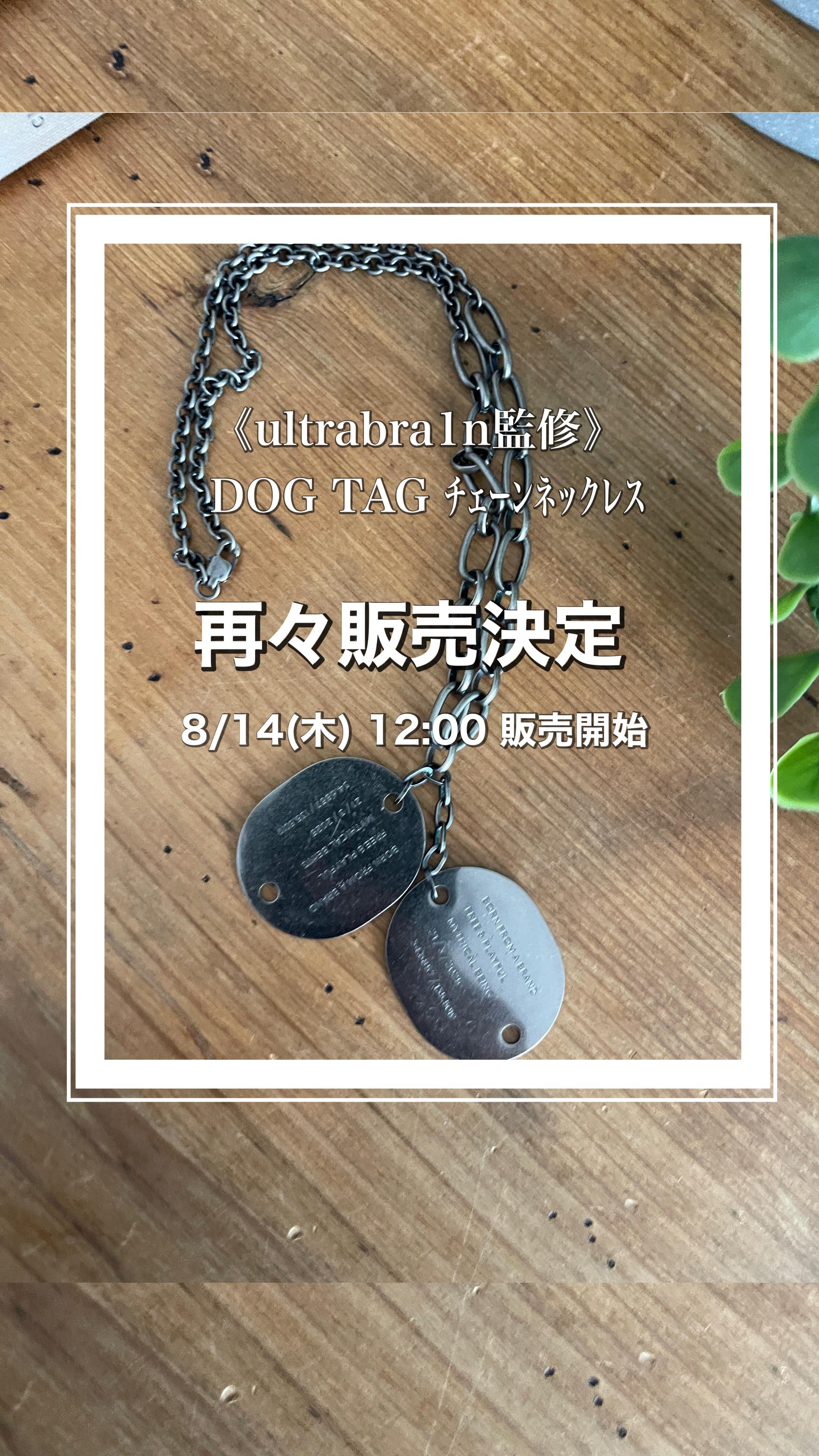 7/11（金）12:00販売スタート《ultrabra1n監修》ドッグタグチェーン 
