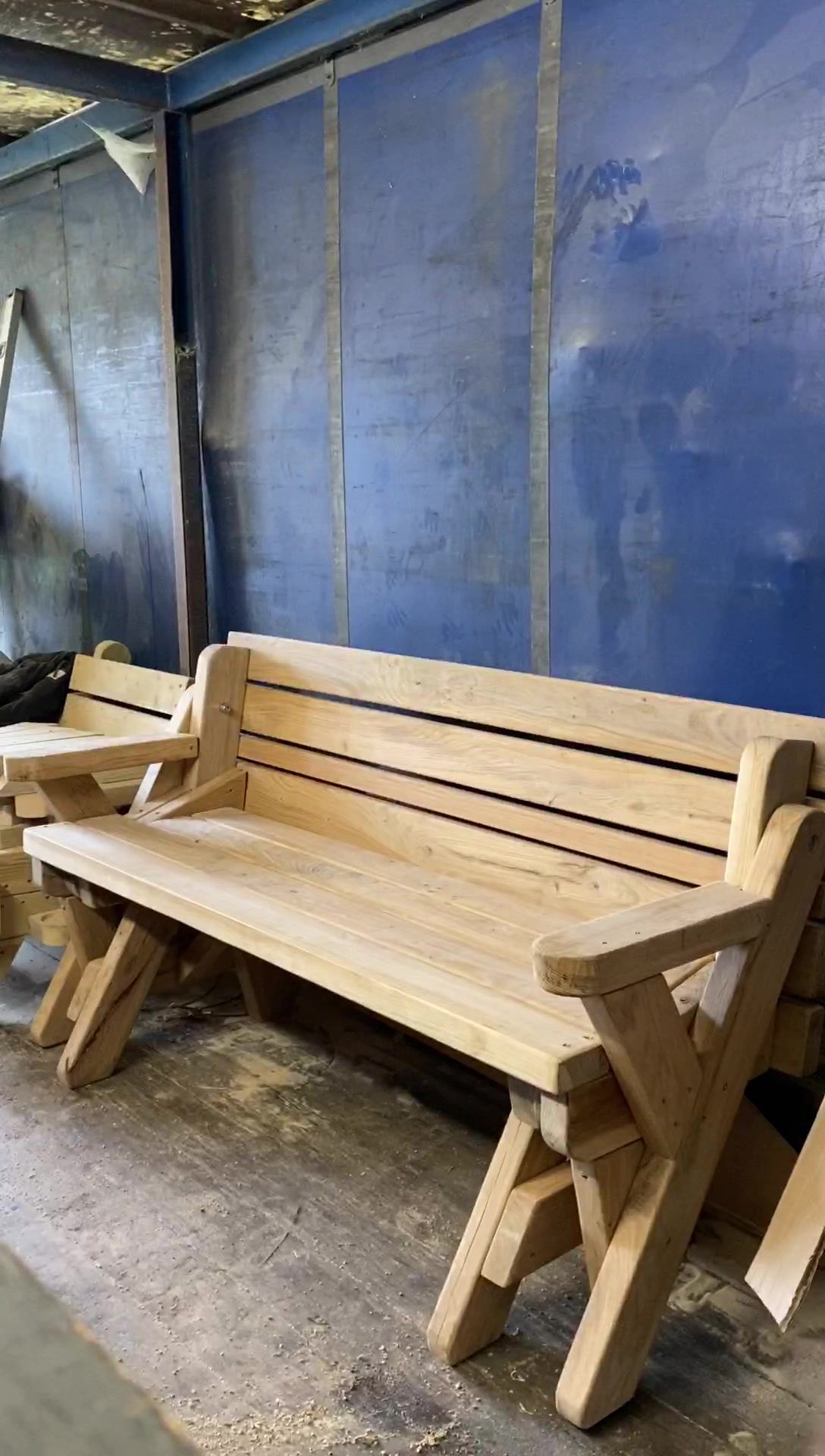 So the solid oak bench is made and it’s heavy. This bench is for sale ...