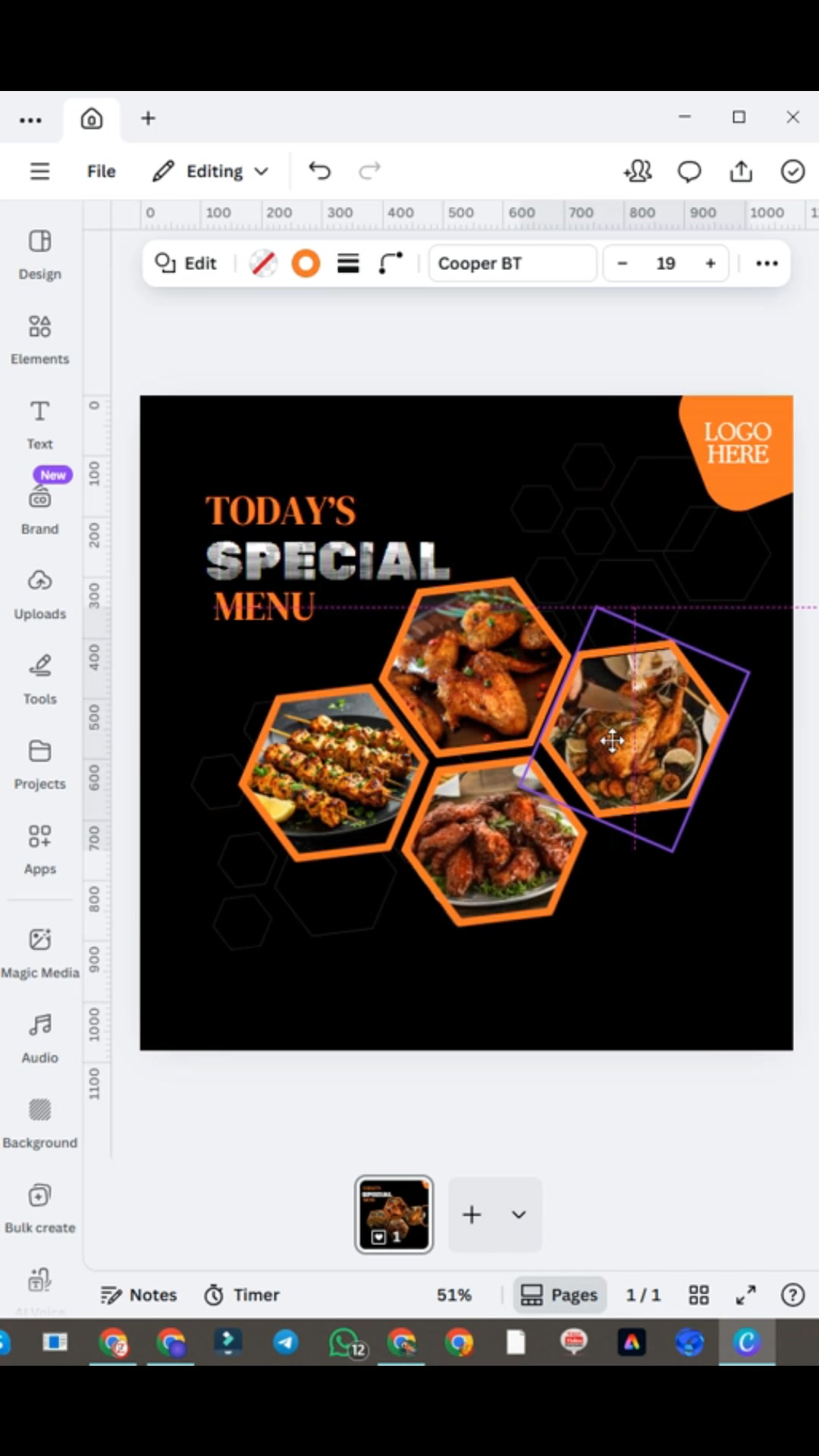 Hexagon Food Menu Poster Design in Canva | Today’s Special Menu Poster ...