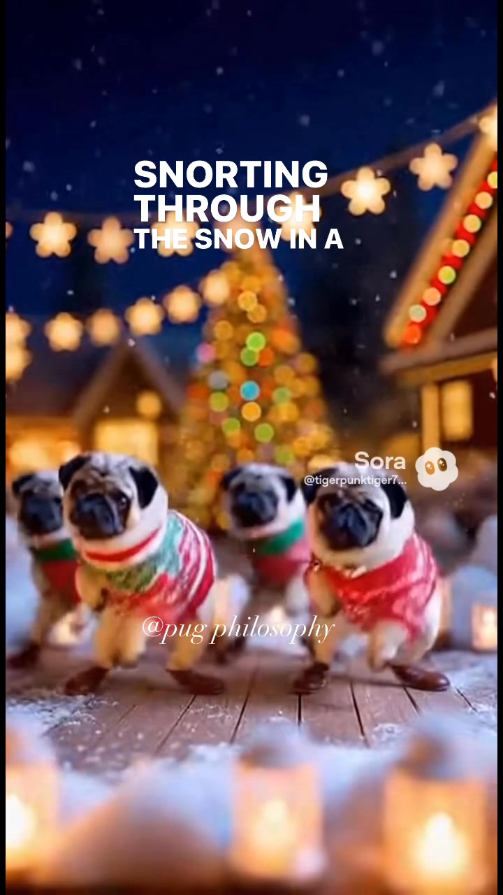 Snorting through the snow 😻#thepeepugsgroup #funny #puglife #pugdance ...