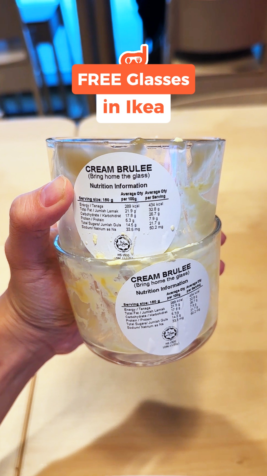 PSA: You know those cute IKEA glasses they serve desserts in? Yeah... you can actually take them home 👀🍨 It's written on the glass and everything — and most people don't even
