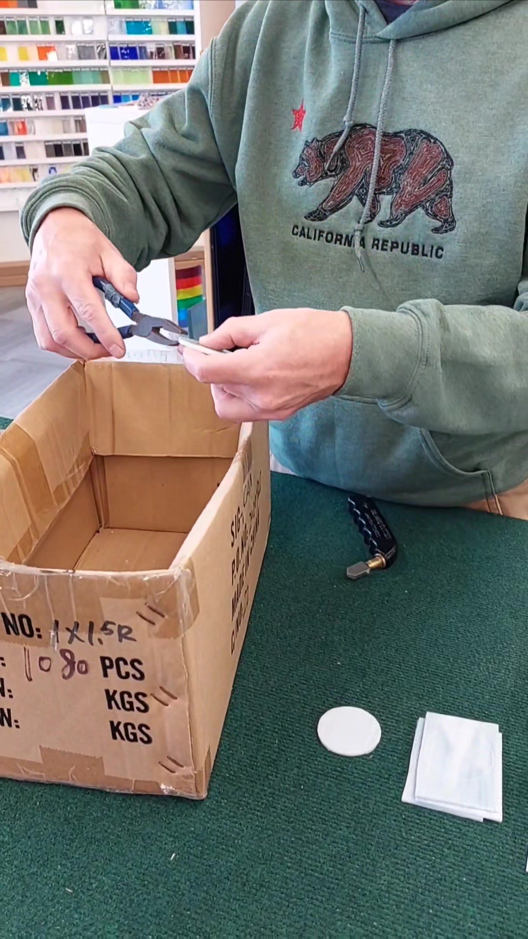 We were asked to cut out and fuse a few dozen circles of two different ...