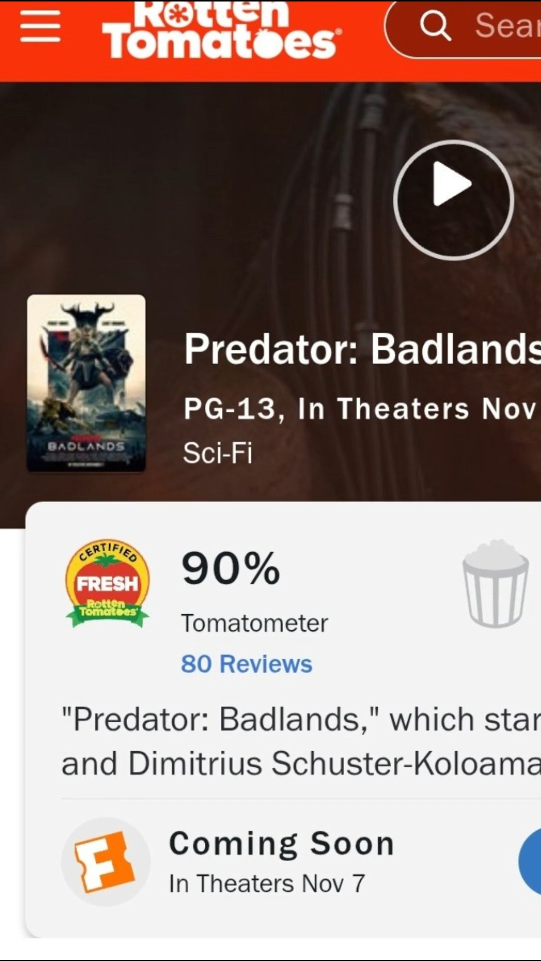 PREDATOR: BADLANDS’ Scores 90% on Rotten Tomatoes — Now Certified Fresh ...