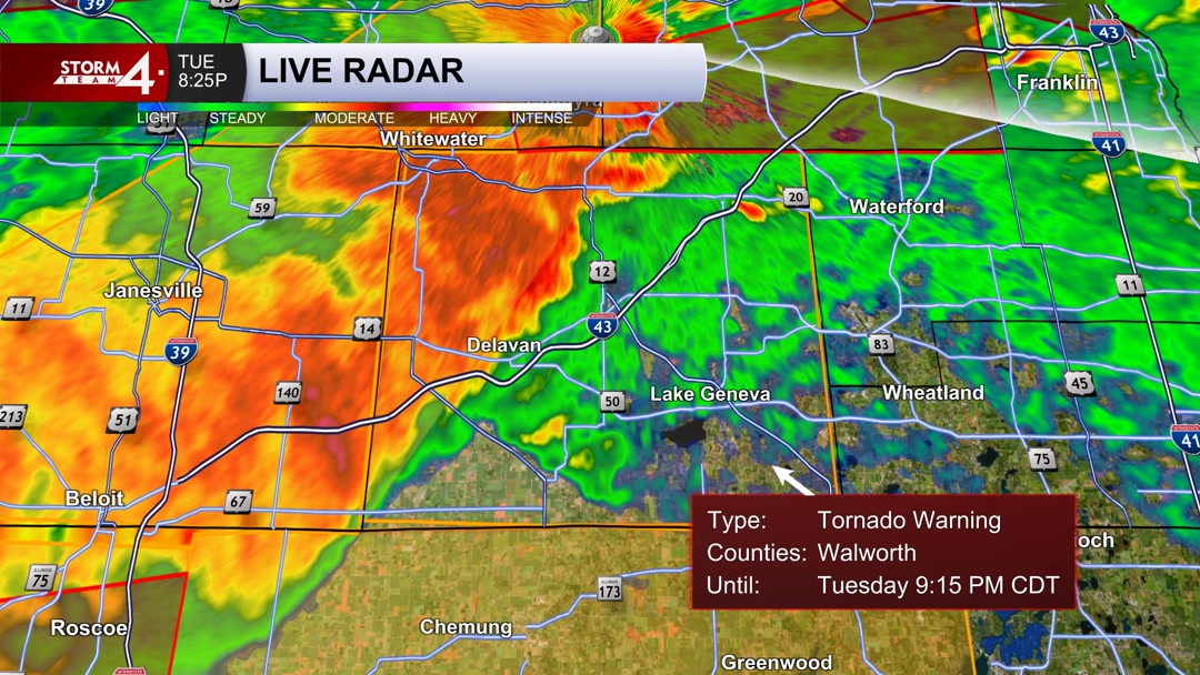 A Tornado Warning is in effect for Walworth counties until Apr 14