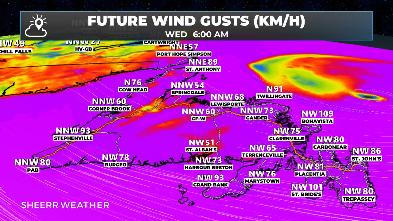 WIND GUST TIMELINE | NOV 3, 2025 Here is an animation of how the wind ...