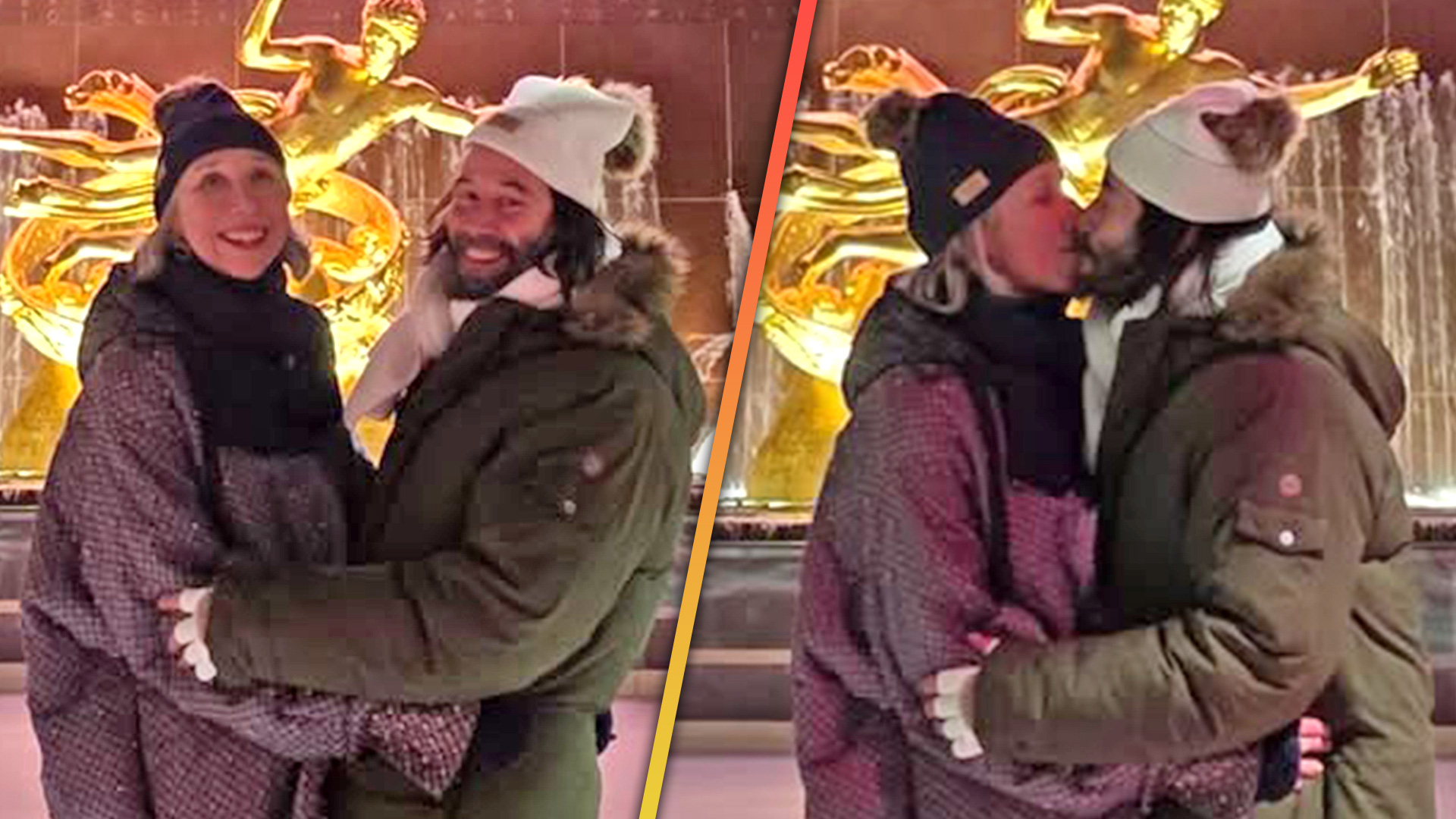 Keanu Reeves and girlfriend Alexandra Grant kiss while ice skating at ...
