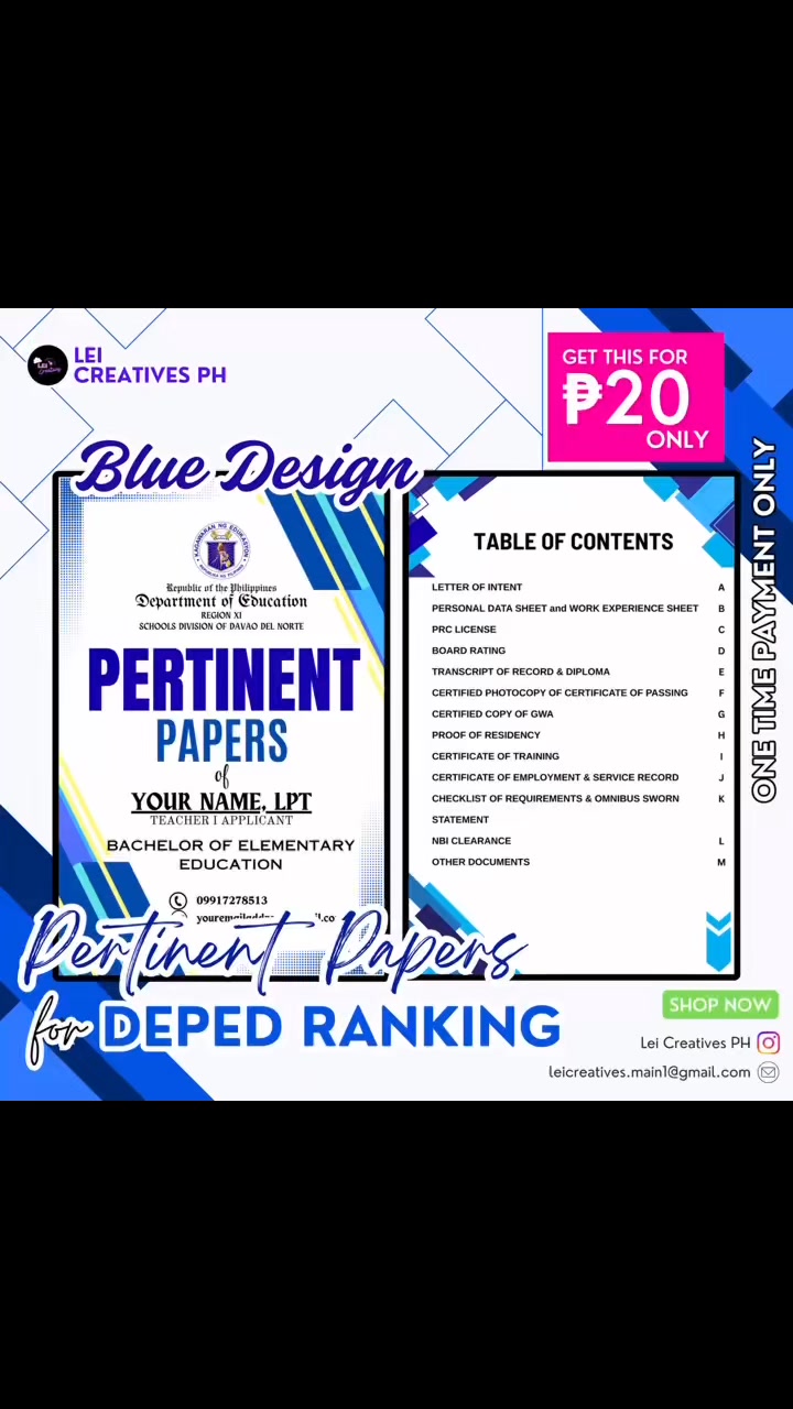 DepEd Ranking 🌙🤎 PERTINENT PAPERS Template 🌻 Available! 🎀 #DepEdRanking ...