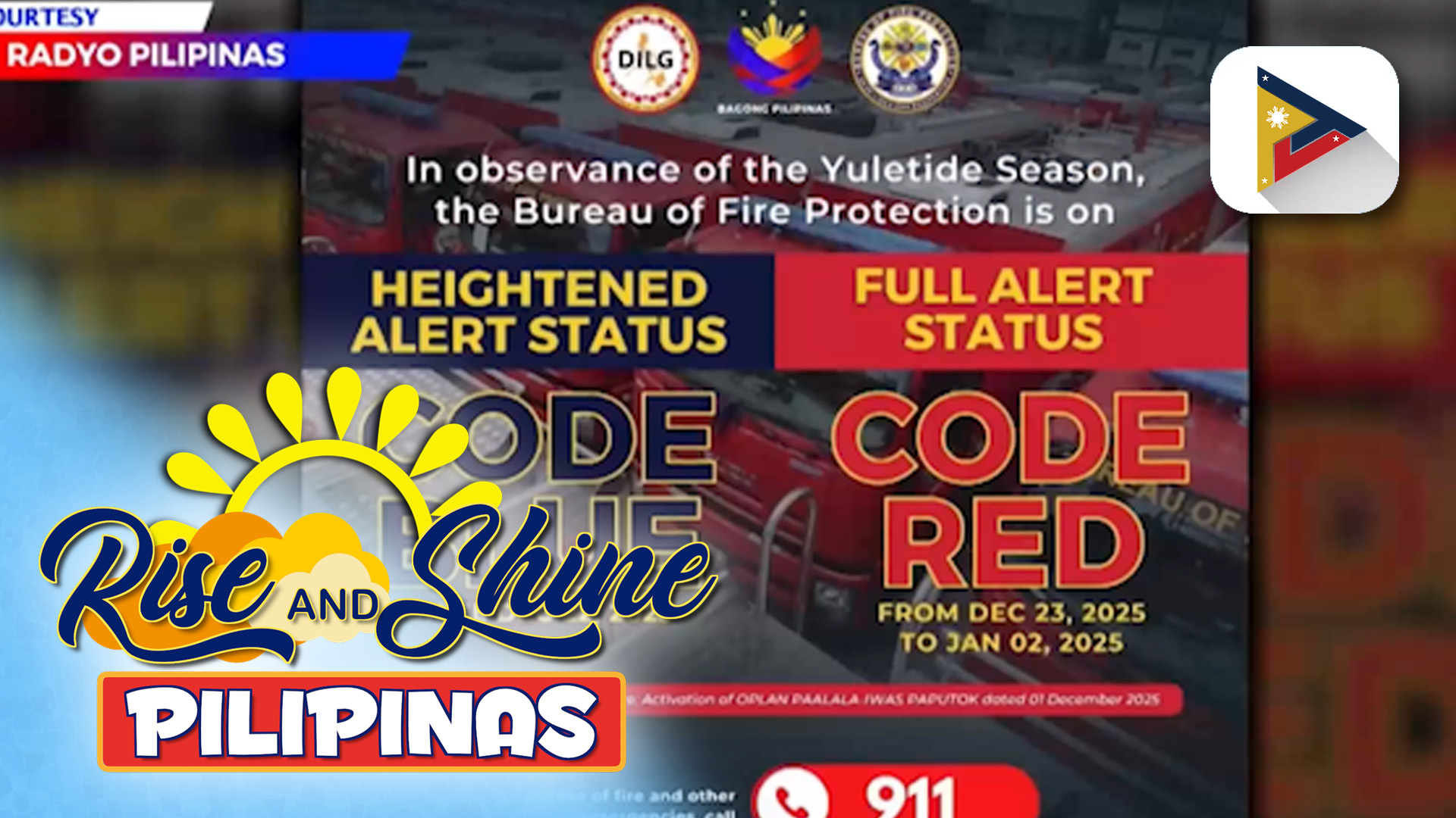 #RiseAndShinePilipinas | BFP, naka-full alert status bilang paghahanda ...