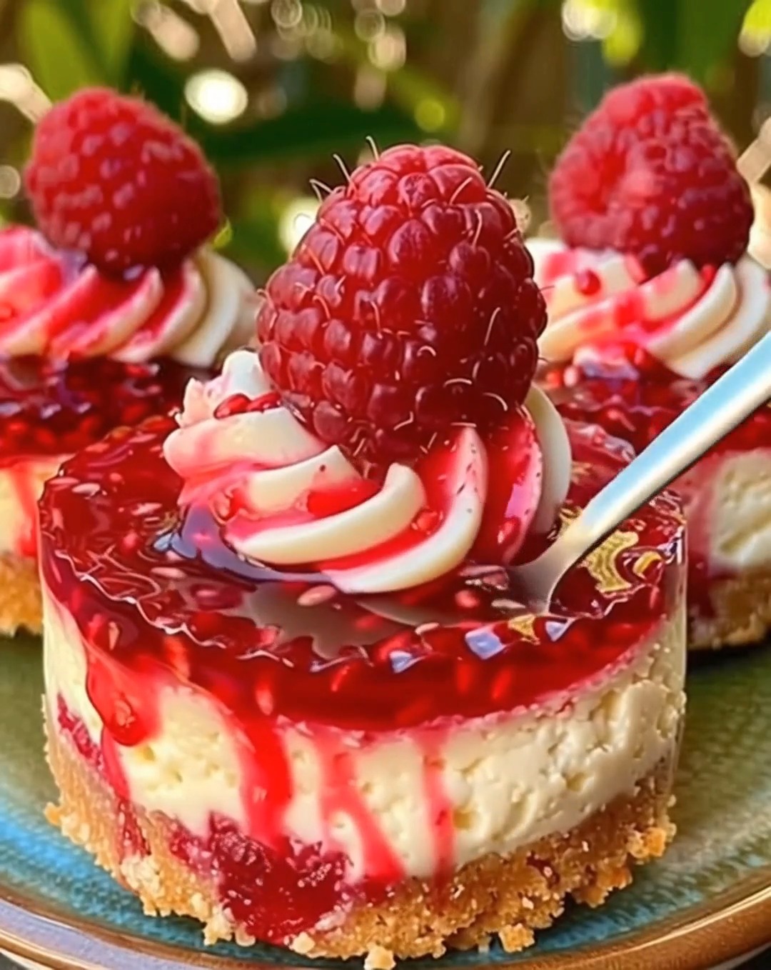 No Bake Mini Lemon Raspberry Cheesecakes🍋💖 Ingredients: 1 ½ cups graham ...