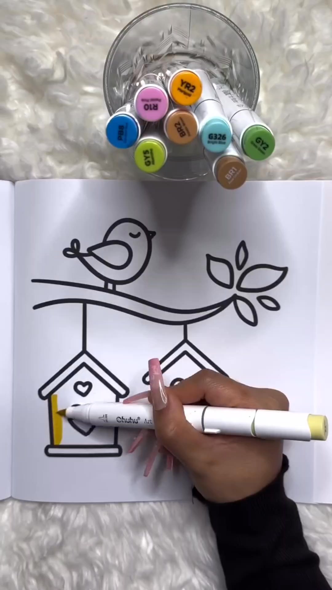 Coloring Yellow Color 🎨 Bird House 🏠 #cozycoloring #facebookviral # ...