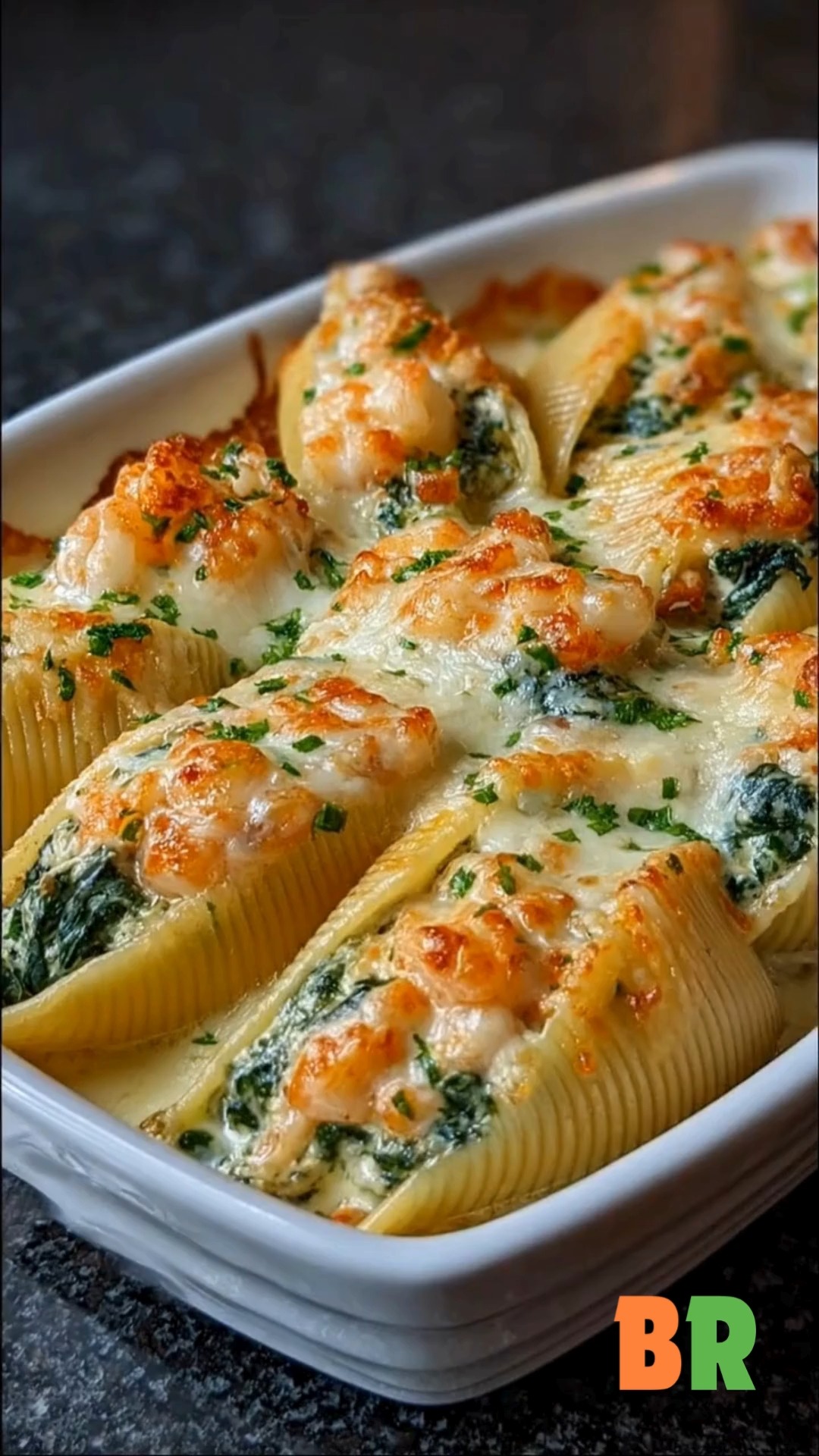 Creamy Spinach and Shrimp Stuffed Shells 🦐🌿 This one is cozy, creamy ...