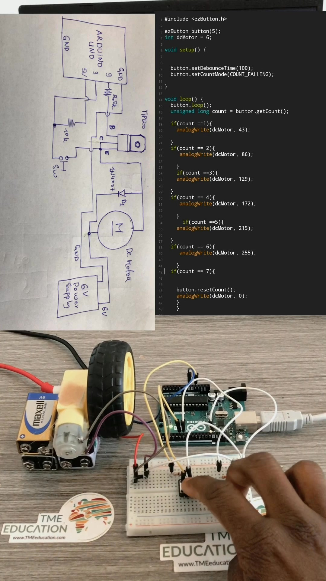 Direct current Motor control using PushButton and Arduino | Upload ...
